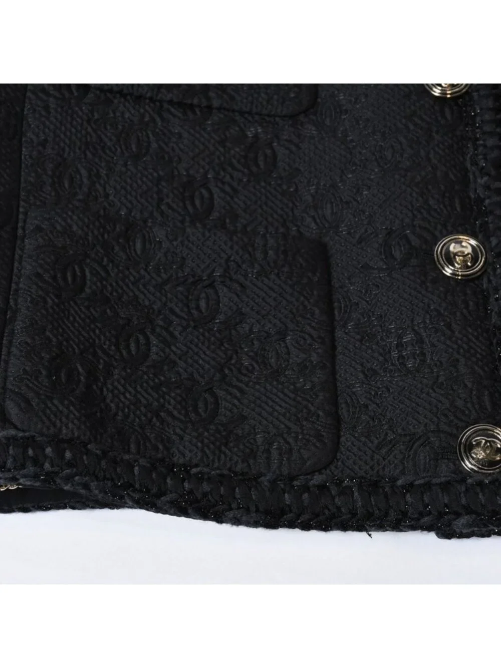 Chanel Tweed Jacket CC Logo Black